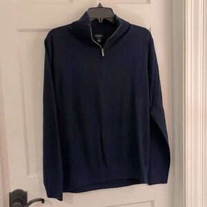 J. Crew Factory Quarter Zip Sweater Mens Large Navy Wool Blend